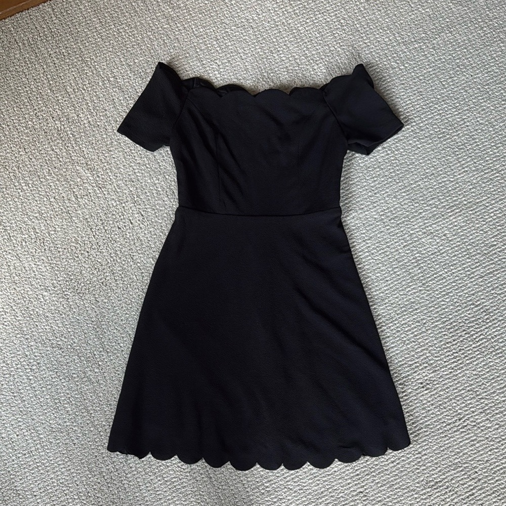 Black Off The Shoulder Scallop Dress